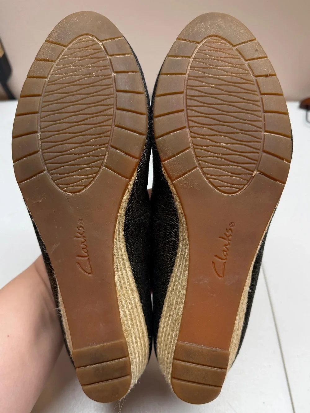 Clarks Collection Mallory Luna Metallic Sparkle Canvas Wedges Espadrille Shoes